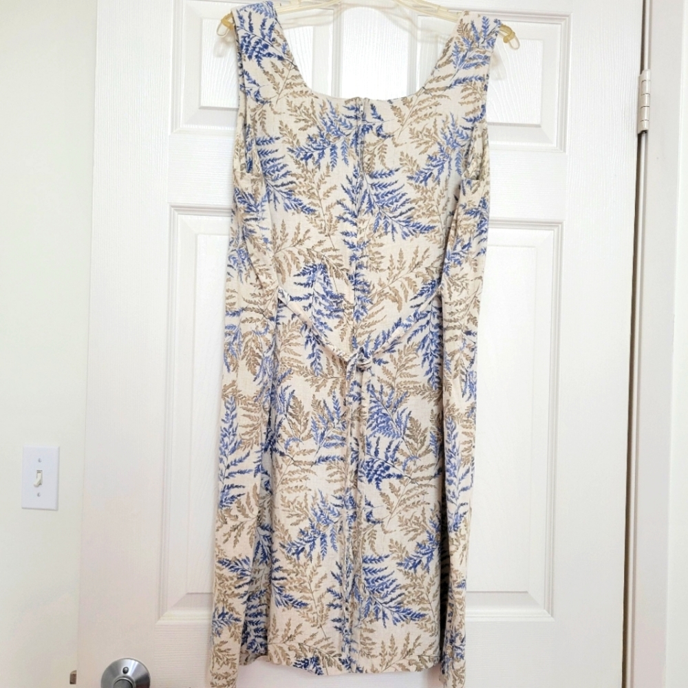HIROKO - Linen Midi Dress - XL - Back Zipper - Tie at Waist - EUC!!! No Flaws